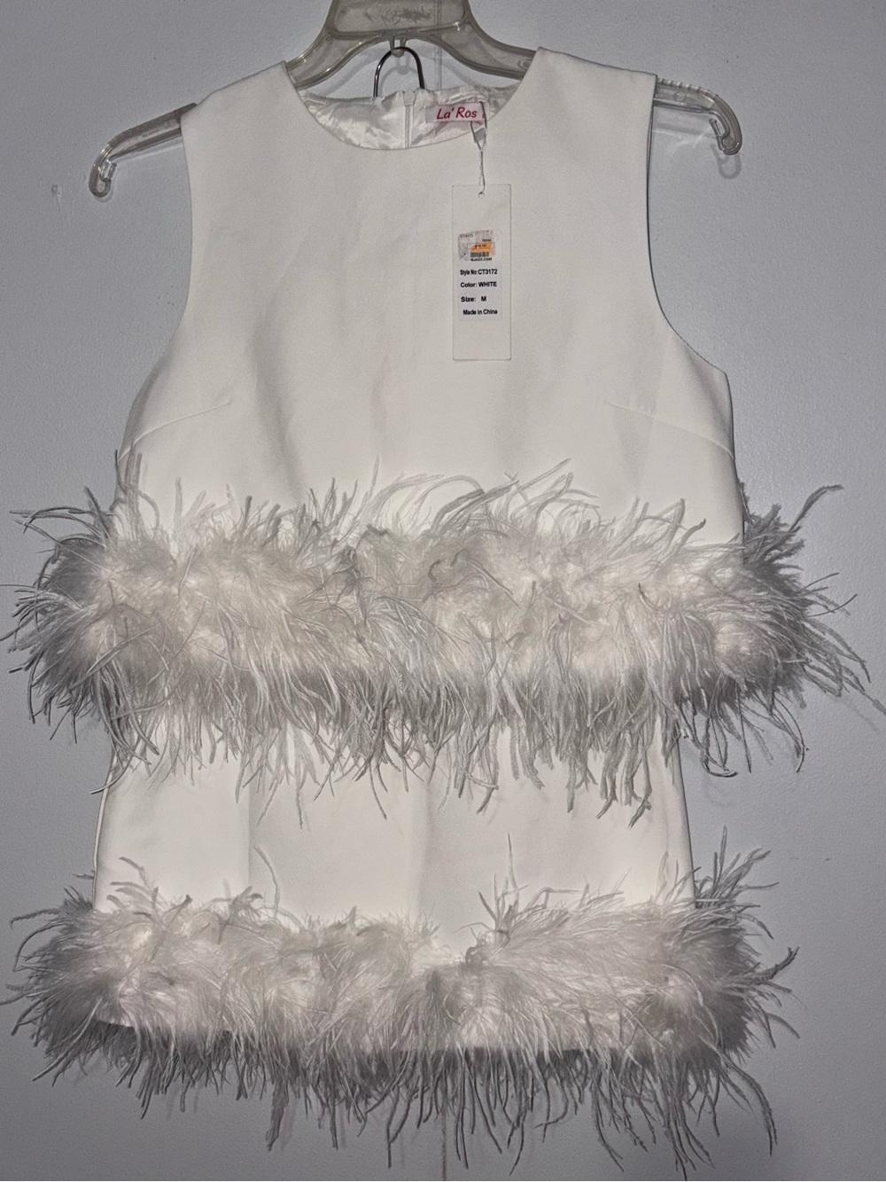 White Feather Trim Skirt